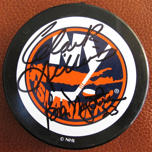 CLARK GILLIES & BOB NYSTROM SIGNED NY ISLANDERS HOCKTY PUCK w/CAS COA 