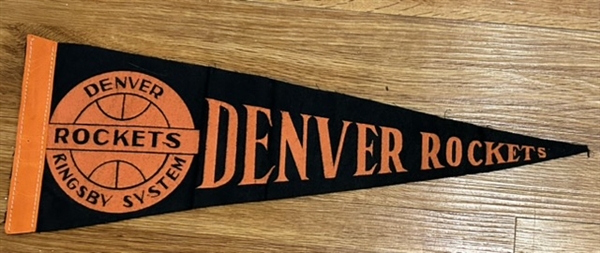 VINTAGE 1967-68 ABA DENVER ROCKETS PENNANT - RARE