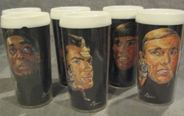 1971 ABA INDIANS PACERS VOLPE GLASS SET OF 6 w/RICK MOUNT