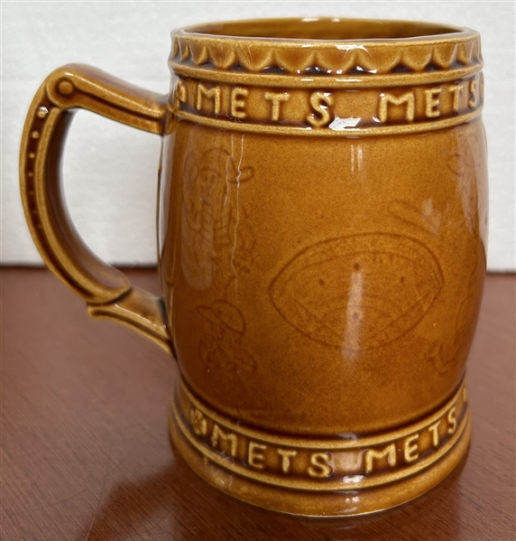 VINTAGE 60's NEW YORK METS LOGO MUG- BROWN VERSION