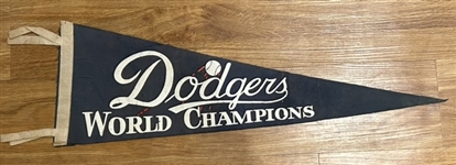 VINTAGE 50s DODGERS "WORLD CHAMPIONS" PENNANT