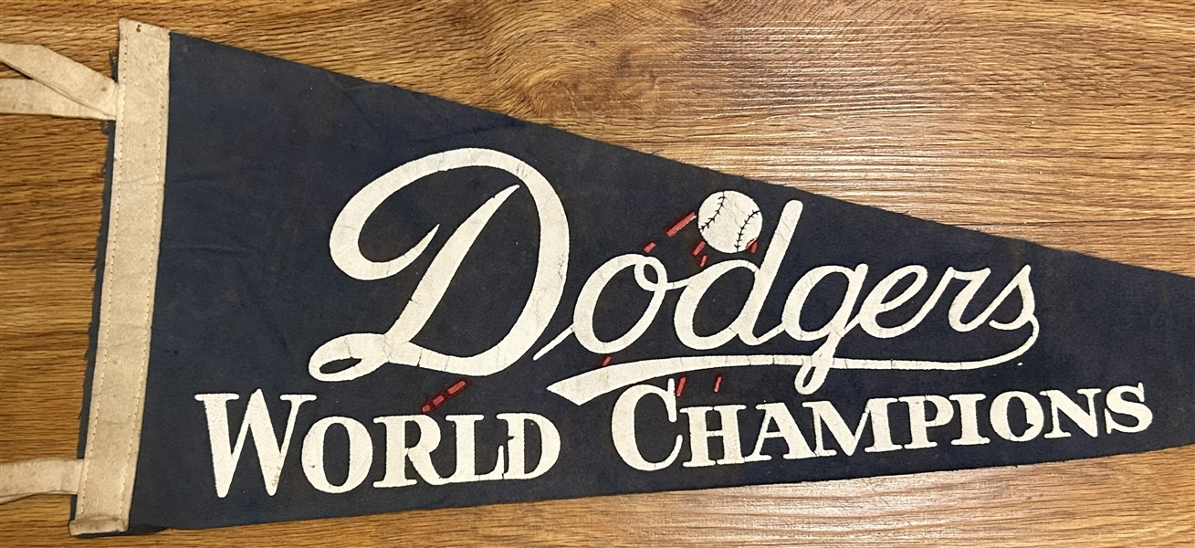 VINTAGE 50's DODGERS WORLD CHAMPIONS PENNANT