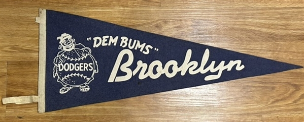 VINTAGE 50'S BROOKLYN DODGERS DEM BUMS PENNANT