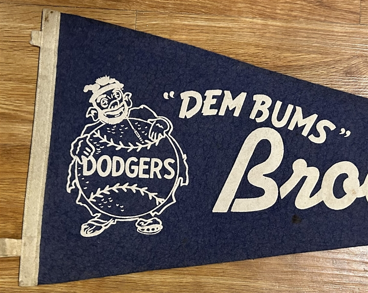 VINTAGE 50'S BROOKLYN DODGERS DEM BUMS PENNANT