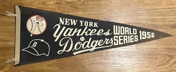 VINTAGE 1956 WORLD SERIES PENNANT - DODGERS vs YANKEES