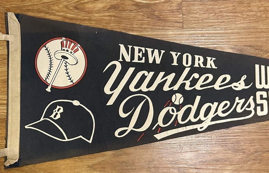 VINTAGE 1956 WORLD SERIES PENNANT - DODGERS vs YANKEES