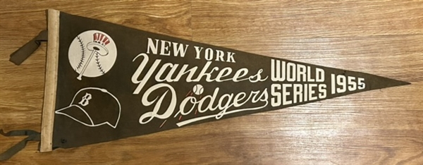 VINTAGE 1955 WORLD SERIES PENNANT - DODGERS vs YANKEES