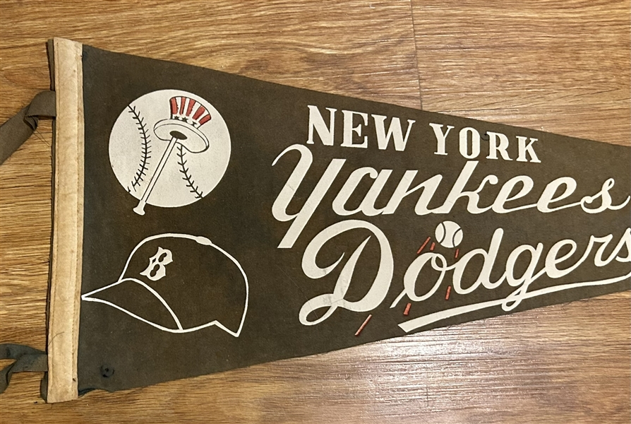 VINTAGE 1955 WORLD SERIES PENNANT - DODGERS vs YANKEES