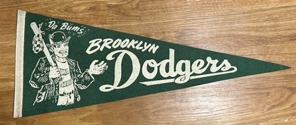 VINTAGE 50's BROOKLYN DODGERS DA BUMS PENNANT