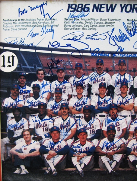 1986 NEW YOUR METS WORLD SERIES #51 SIGNATURES w/CAS LOA