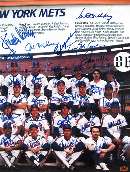 1986 NEW YOUR METS WORLD SERIES #51 SIGNATURES w/CAS LOA