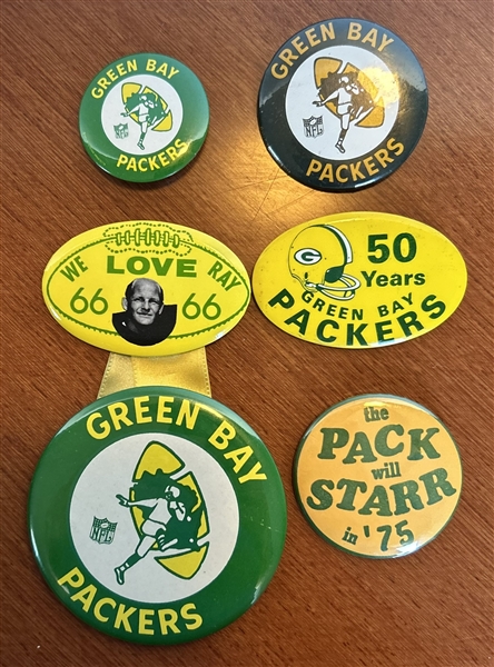 VINTAGE LOT OF 6 GREEN BAY PACKERS RELATED PINS