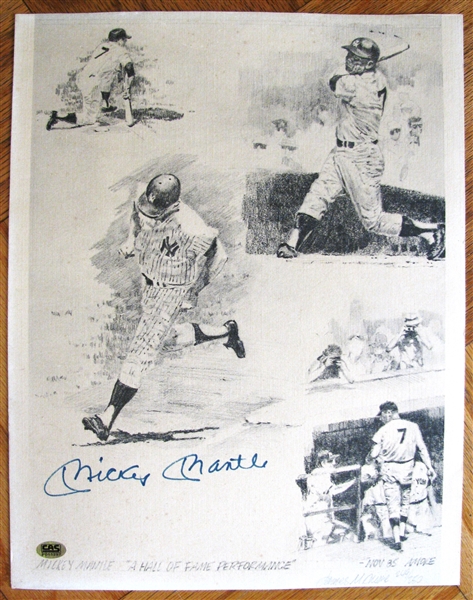 MICKEY MANTLE PRINT #249/250 SIGNED 11 X 14 w/CAS LOA