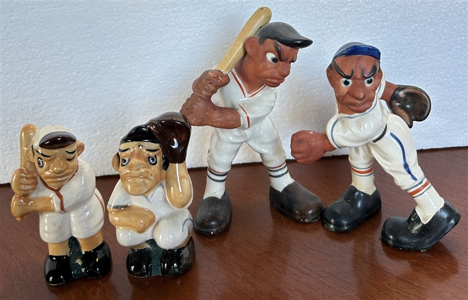 VINTAGE BASEBALL FIGURINES - 2 SETS