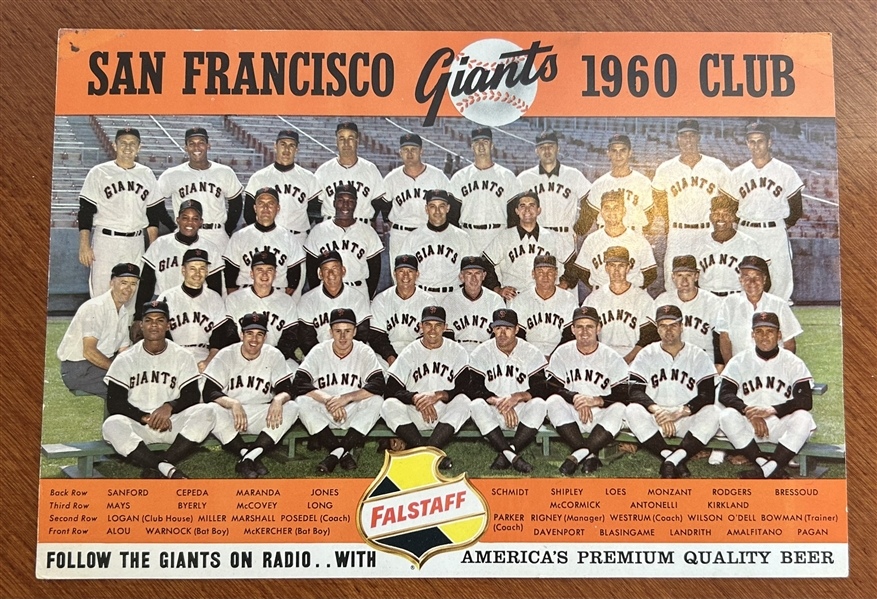 1960 SAN FRANCISCO GIANTS FALSTAFF TEAM PHOTO -1st YEAR @ CANDLESTICK