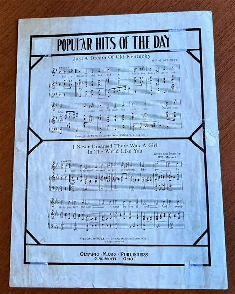 1919 THE CINCINNATI REDS SONG SHEET MUSIC