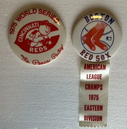 1975 WORLD SERIES PINS - REDS & RED SOX