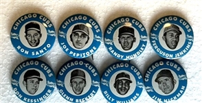 1969 CHICAGO CUBS "SUNOCO" PLAYER PINS - 8 DIFFERENT