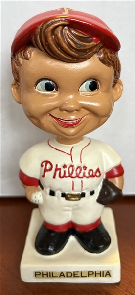 60's PHILADELPHIA PHILLIES WHITE BASE BOBBING HEAD 