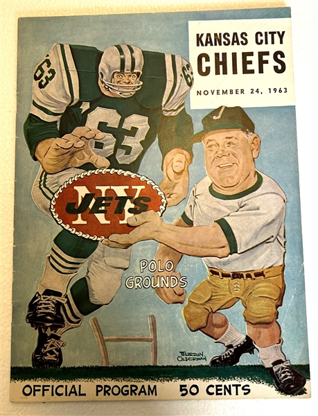 11/24/63 N.Y. JETS vs K.C. CHIEFS PROGRAM - GAME CANCELED DUE TO KENNEDY ASSASSINATION