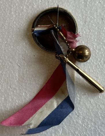 50's MICKEY MANTLE PIN w/RIBBON & ATTACHMENTS