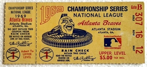 1969 NLCS TICKET STUB - METS vs BRAVES