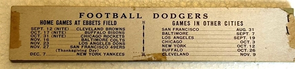 1947 AAFC BROOKLYN DODGERS SEASONs TICKET BOOKLET- COMPLETE