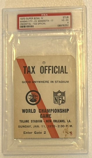 1970 SUPER BOWL IV STADIUM PASS w/PSA