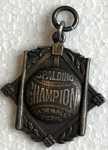 VINTAGE SPALDING CHAMPION BASE BALL MEDAL - RARE