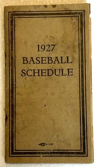 1927 CLEVELAND INDIANS BASEBALL SCHEDULE - RARE