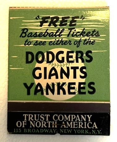 1957 BROOKLYN DODGERS/N.Y. YANKEES & GIANTS TICKET PROMOTION MATCHES