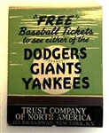 1957 BROOKLYN DODGERS/N.Y. YANKEES & GIANTS TICKET PROMOTION MATCHES