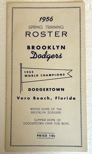 1956 BROOKLYN DODGERS SPRING TRAINING ROSTER BOOKLET