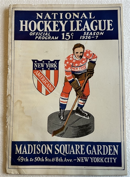 1926-27 NHL NEW YORK AMERICANS PROGRAM 