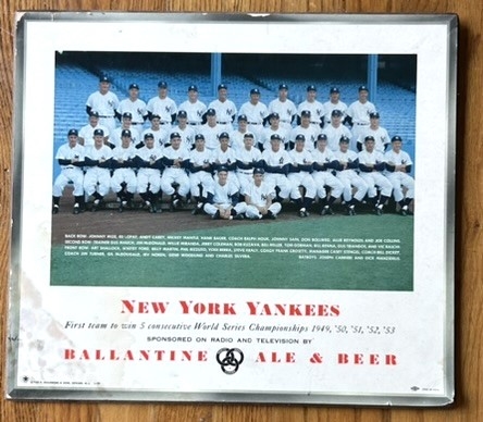 1954 BALLANTINE BEER N.Y. YANKEES CHAMPIONSHIP TEAM PHOTO PLAQUE