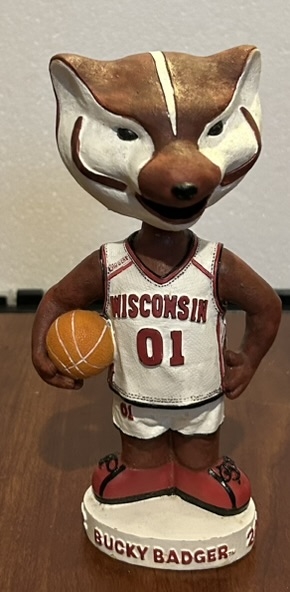 WISCONSIN BASKETBALL BUCKY BADGER MASCOT BOBBING HEAD