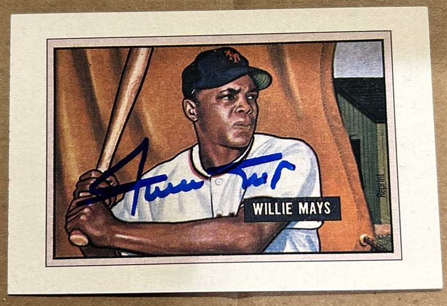 WILLIE MAYS SIGNED CARD w/JSA COA