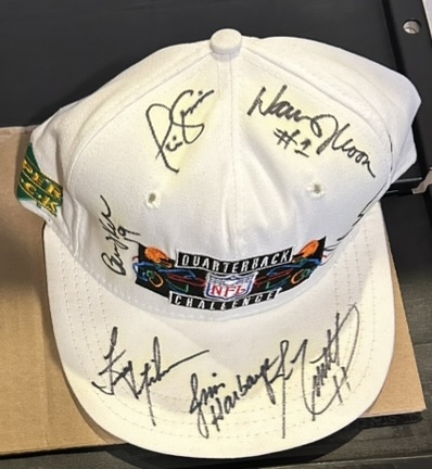 QUARTERBACK CHALLENGE SIGNED HAT- 7 SIGNATURES w/CAS COA