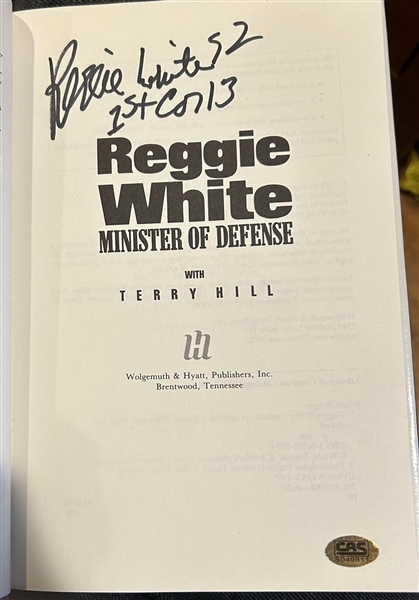 1991 REGGIE WHITE SIGNED BOOK w/CAS COA