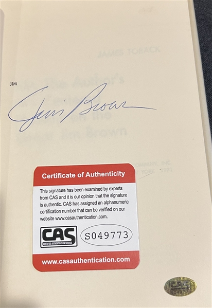 1971 JIM BROWN SIGNED BOOK w/CAS COA