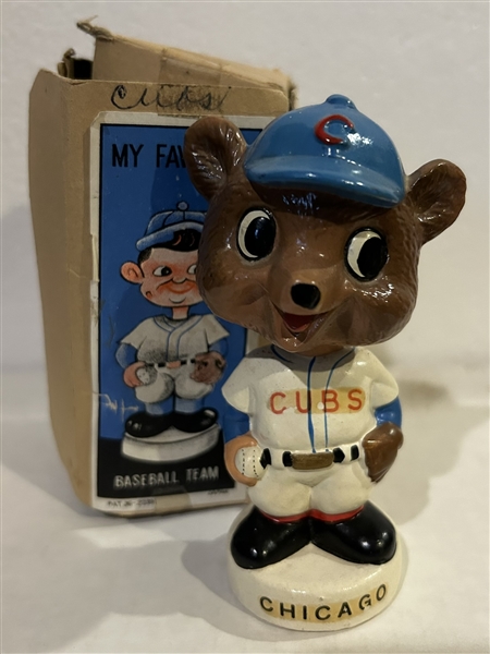 60's CHICAGO CUBS mini BOBBING HEAD w/BOX