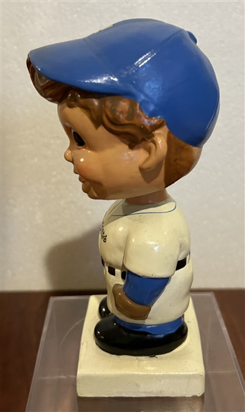 60's LOS ANGELES DODGERS WHITE BASE BOBBING HEAD-w/CHEST DECAL