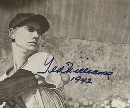 TED WILLIAMS SIGNED 23 X 35 LITHO - TRIPLE CROWN w/PSA/DNA