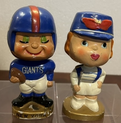 60's NEW YORK GIANTS KISSING PAIR BOBBING HEADS 