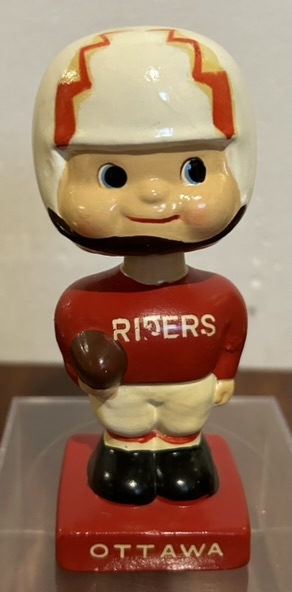 60's CFL OTTOWA ROUGH RIDERS mini BOBBING HEAD-RED UNIFORM