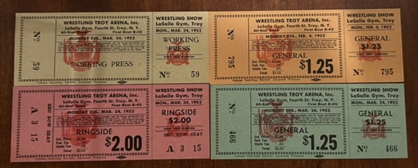 1952 PROFESSIONAL WRESTLING FULL TICKETS - 4