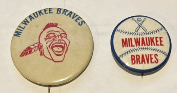 VINTAGE MILWAUKEE BRAVES PINS - 2 DIFFERENT