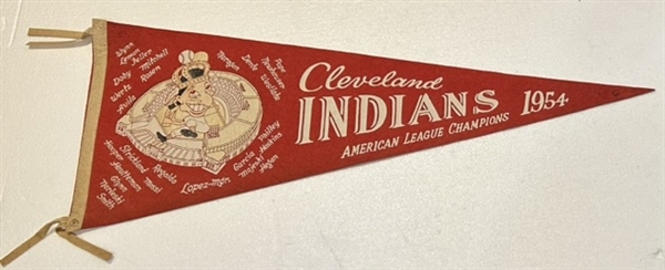 VINTAGE 1954 CLEVELAND INDIANS AMERICAN LEAGUE CHAMPIONS PENNANT