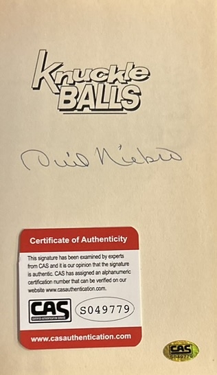 PHIL NIEKRO KNUCKLE BALLS SIGNED BOOK w/COA