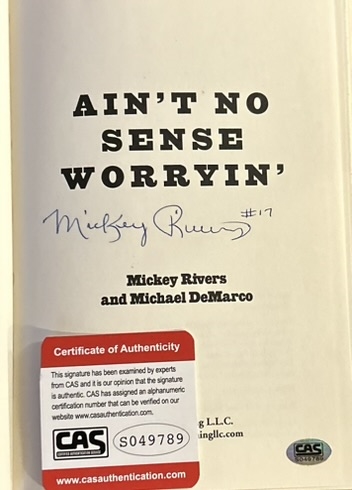 MICKEY RIVERS AIN'T NO SENSE WORRYIN' SIGNED BOOK w/COA